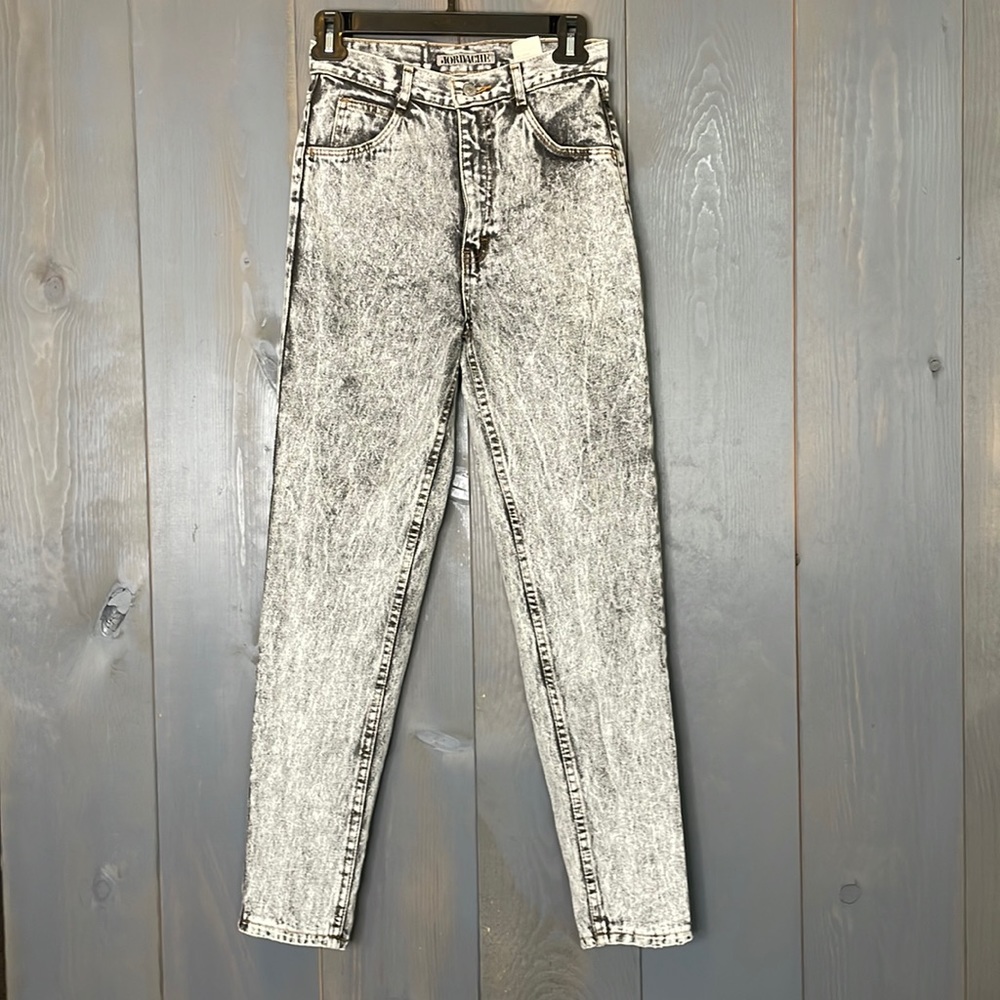 80’s Jordache Jeans Black Acid Washed Ankle Zipper Vintage Size 5